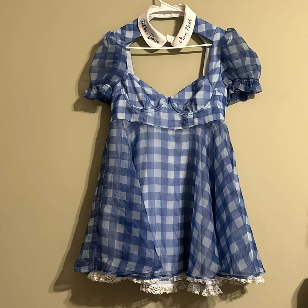 blue dress dolls kill Dolls Kill x Beetlejuice Beetlejuice Astrid Mini Dress Lydia